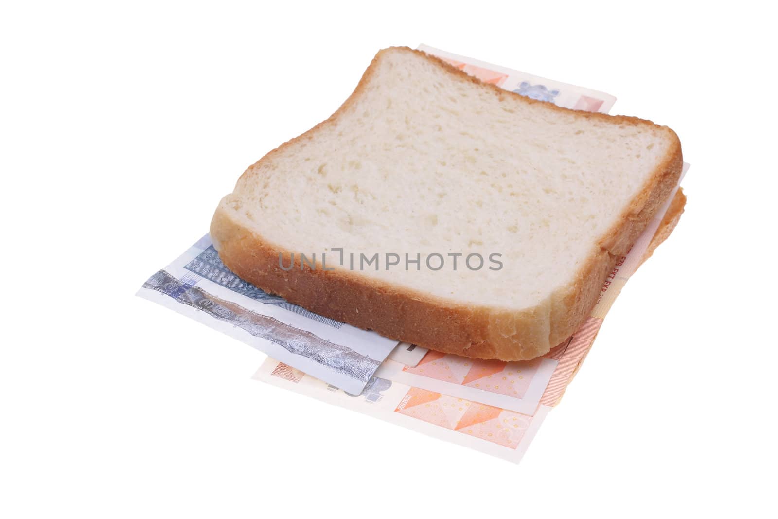 Close up of sandwich made with money 
