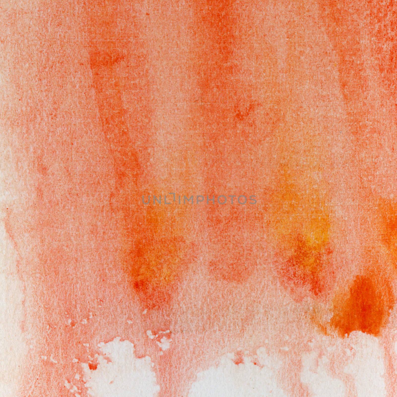red and orange watercolor background hand painted on paper witch scratch texture, self made
