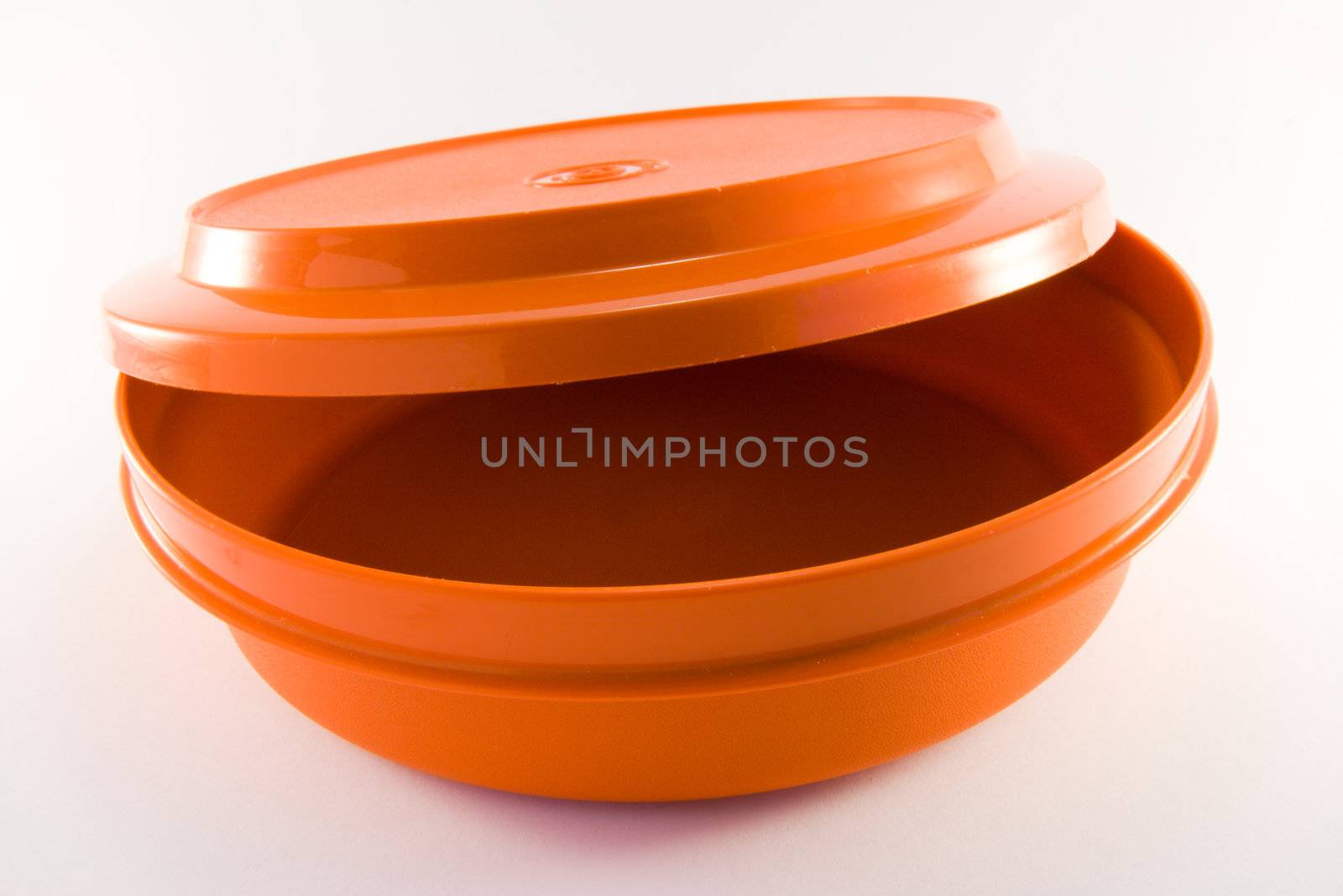 1 orange plastic food container