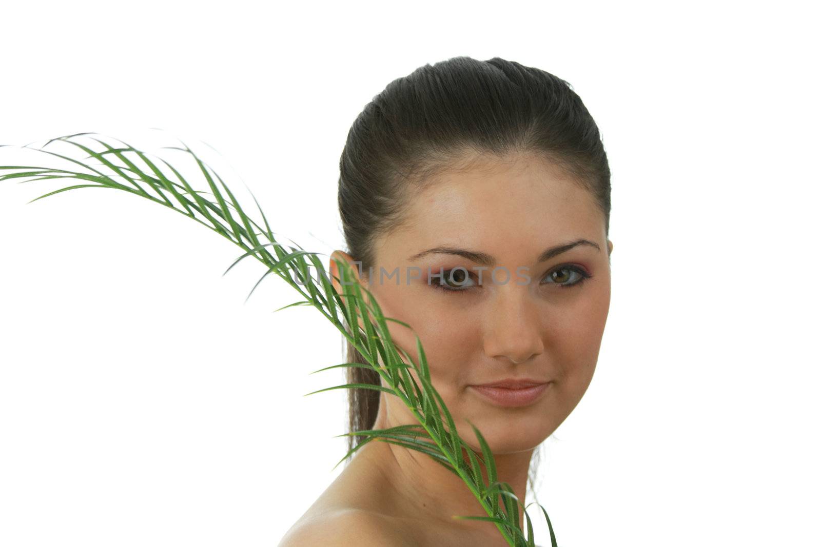 Beautiful spa face with palm isolated