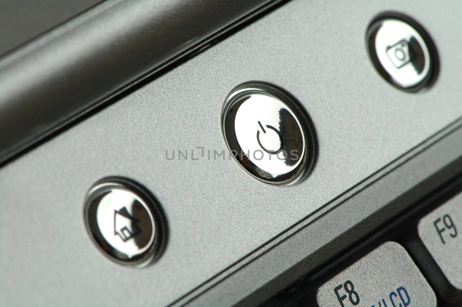 The close up shot of set of buttons of a notebook