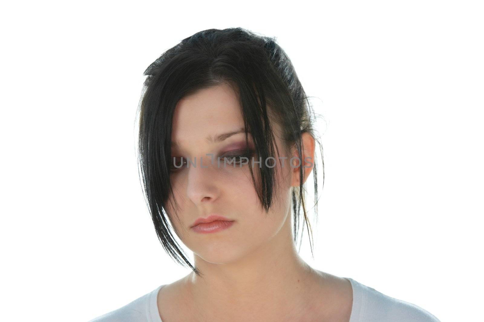 Beautiful emo girl over white