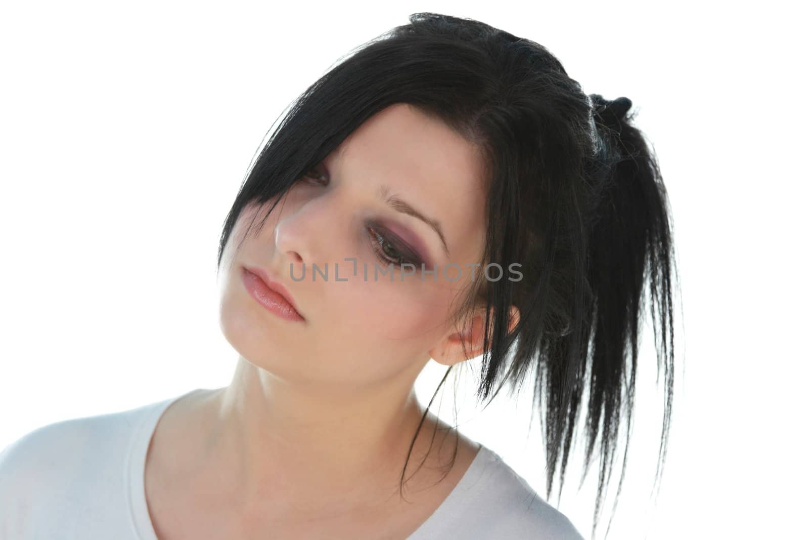 Beautiful emo girl over white