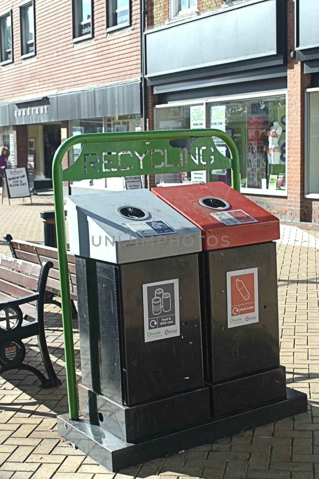 Recycling bins chelmsford High Street Essex