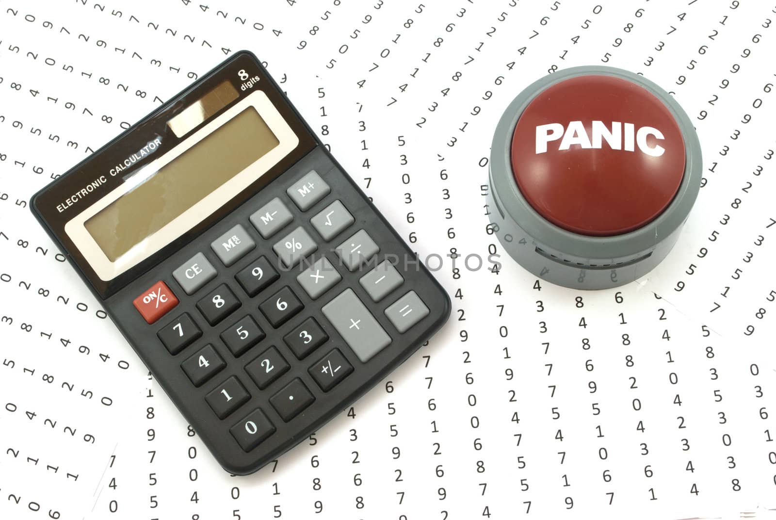 Calculator over random numbers with panic button