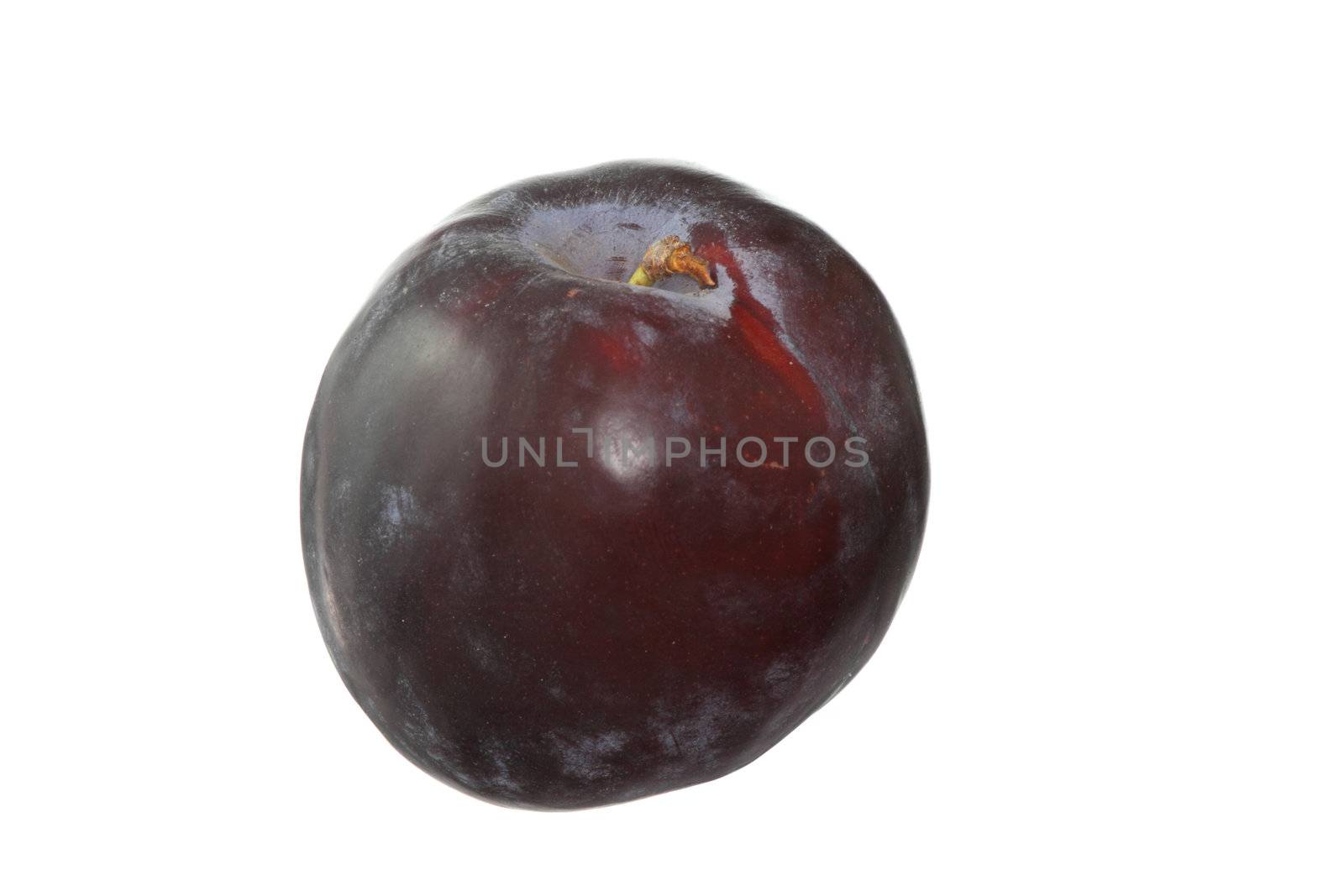 Fresh plums isolated on white background