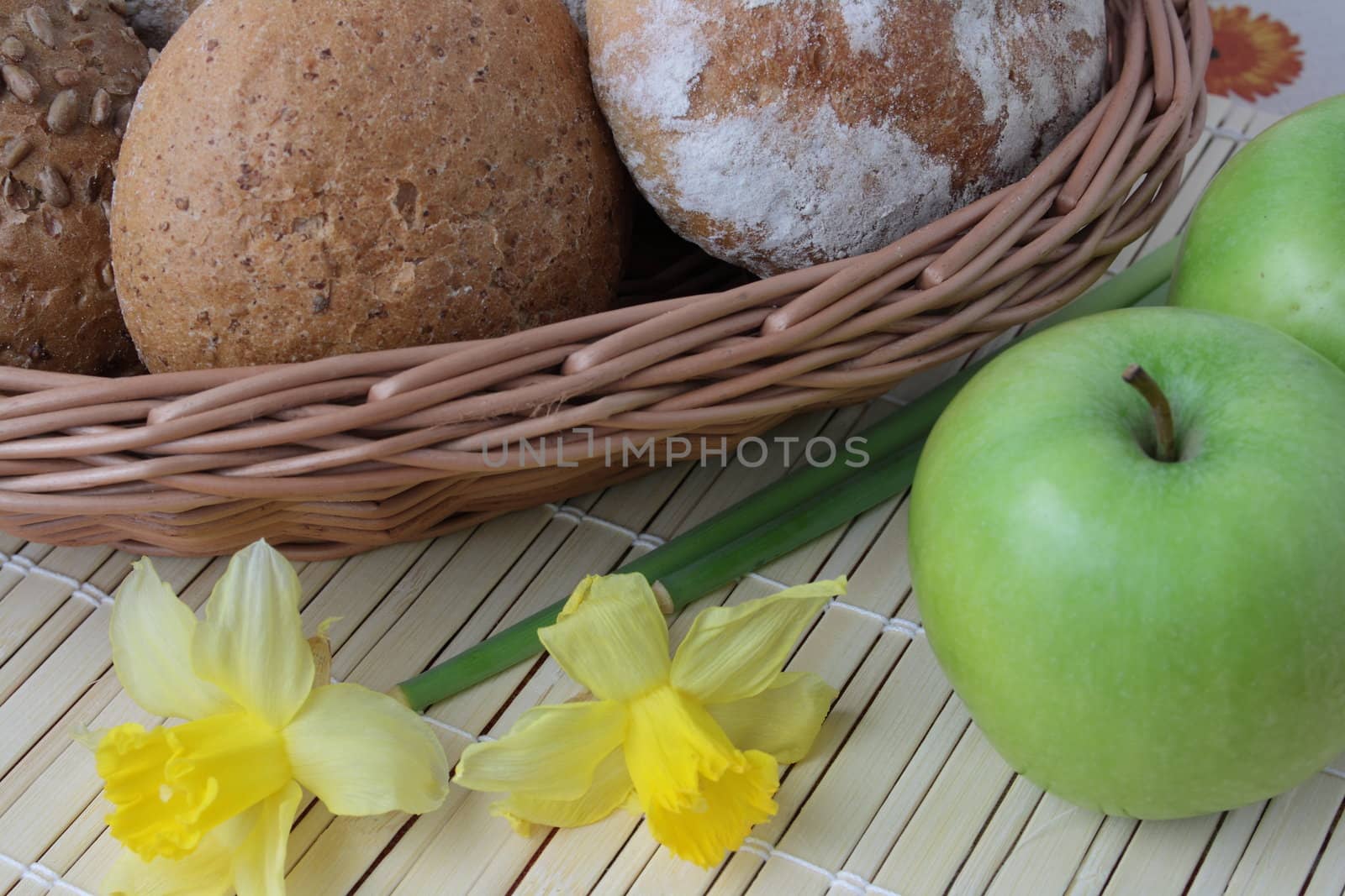Variety of whole wheat bread in basket by BDS