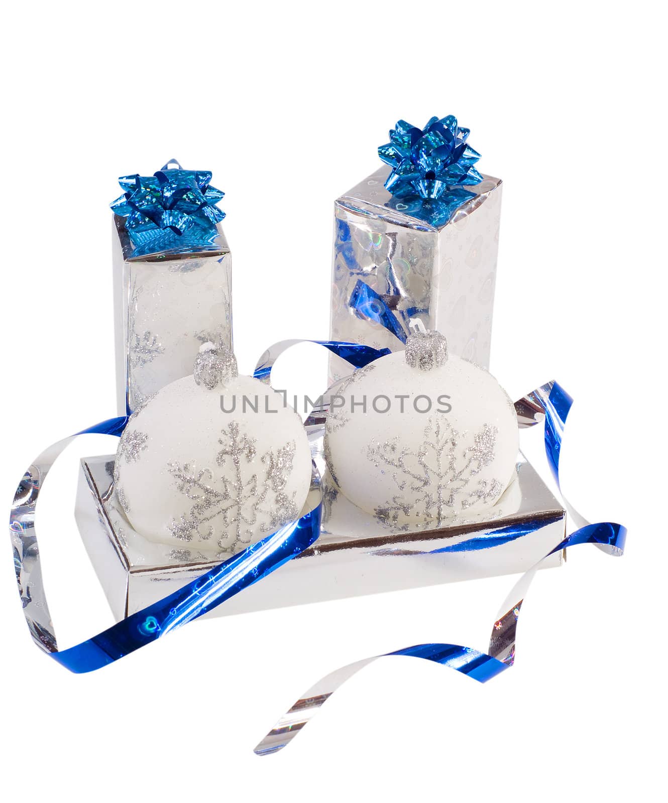 Boxes with gifts and Christmas candles