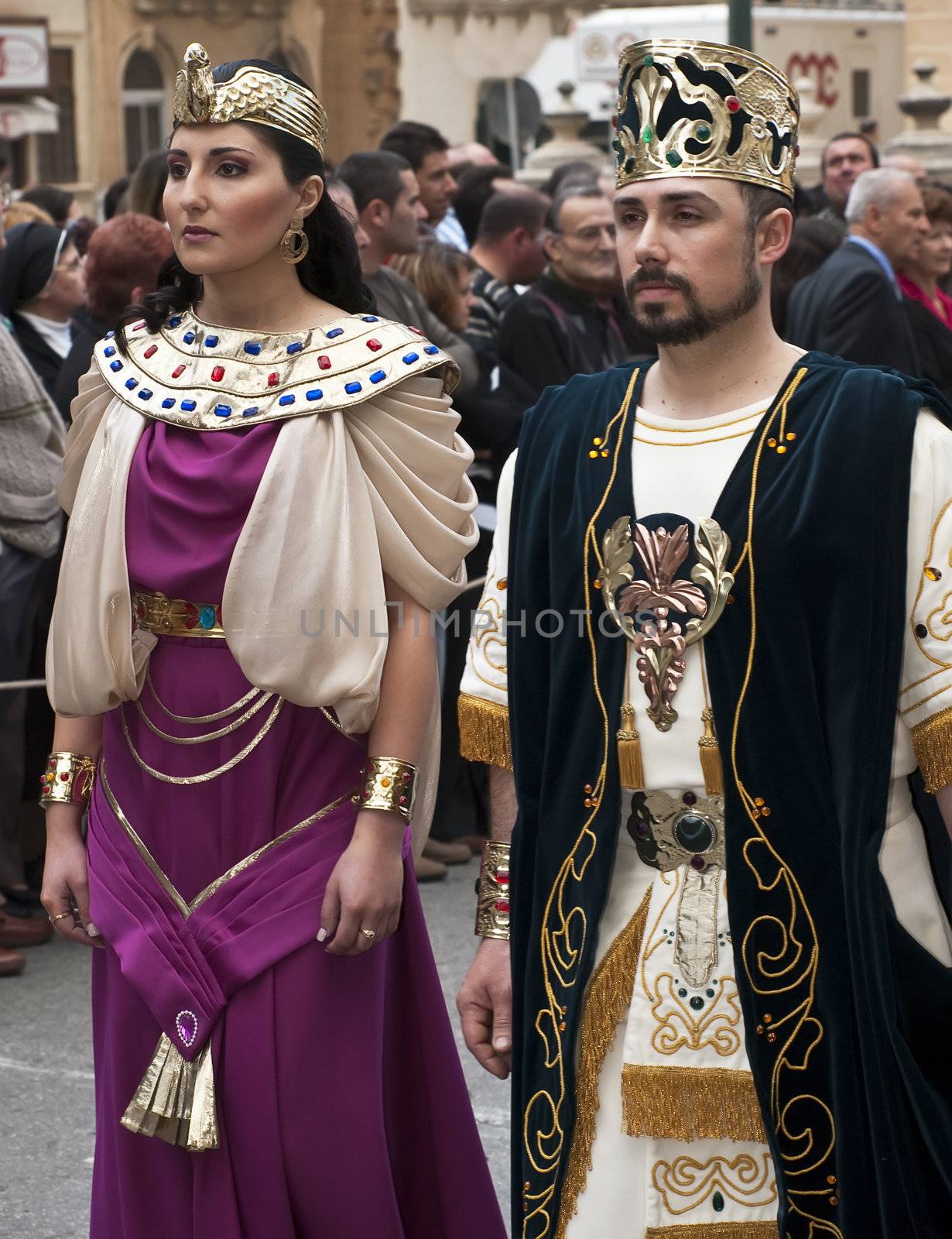 LUQA, MALTA - Friday 10th April 2009 - Egyptian royal couple during the Good Friday procession in Malta