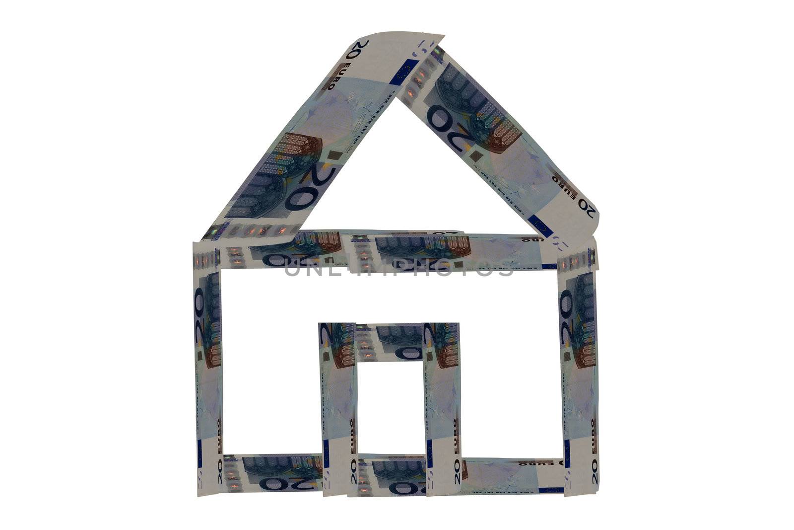 A house build with banknotes