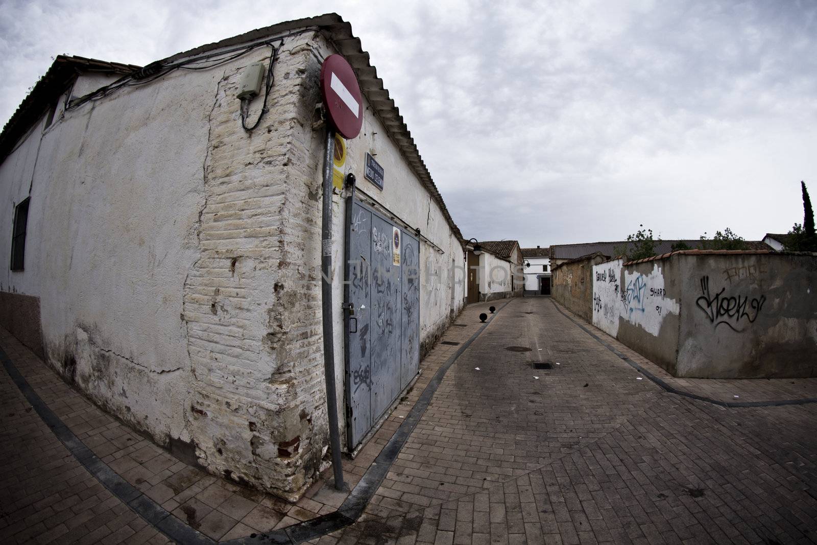 Street with houses made of mud, rural town