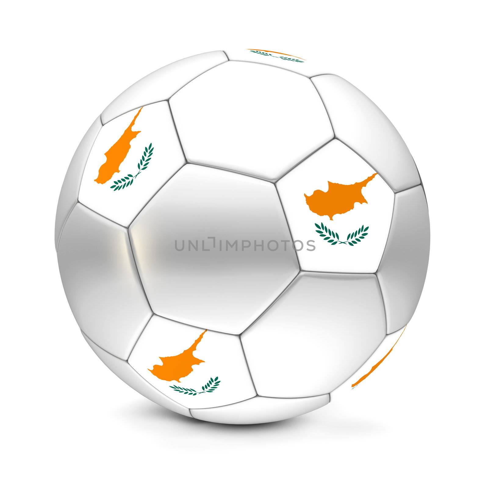 shiny football/soccer ball with the flag of Cyprus on the pentagons