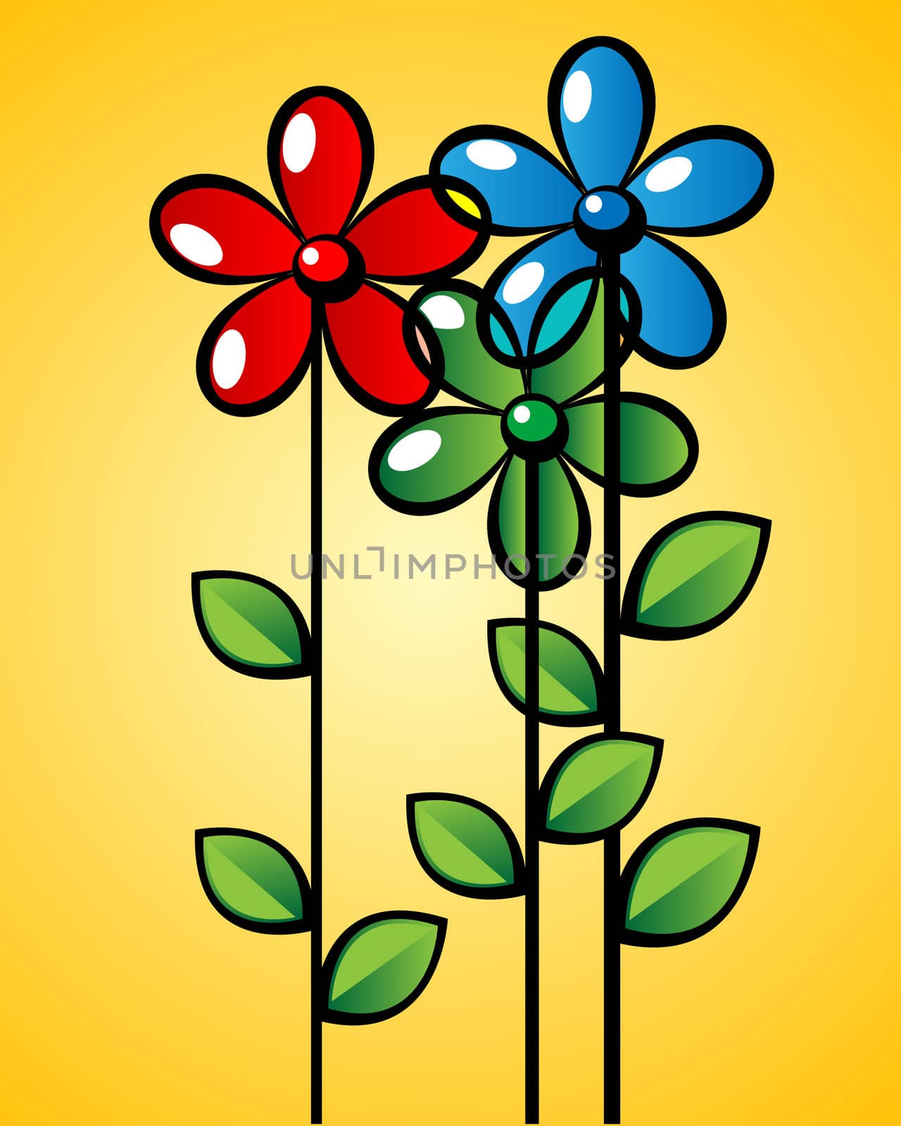 Three flowers background, decorative card