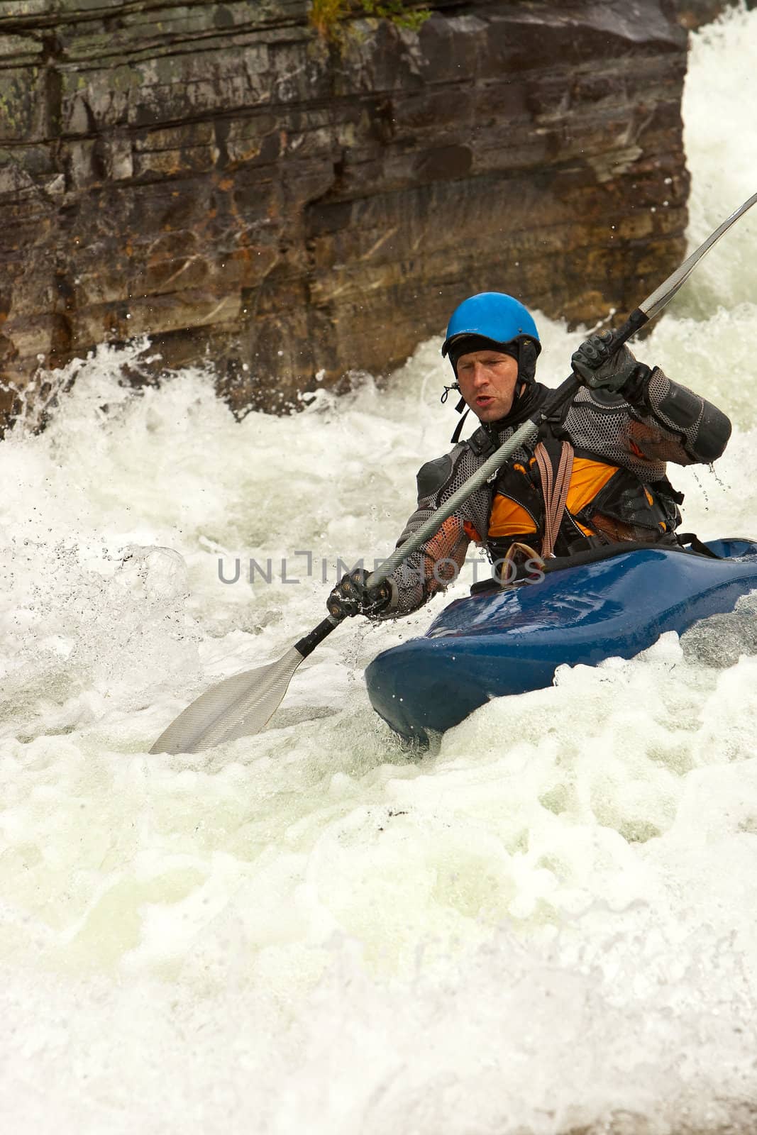 August kayak trip on the waterfalls of Norway