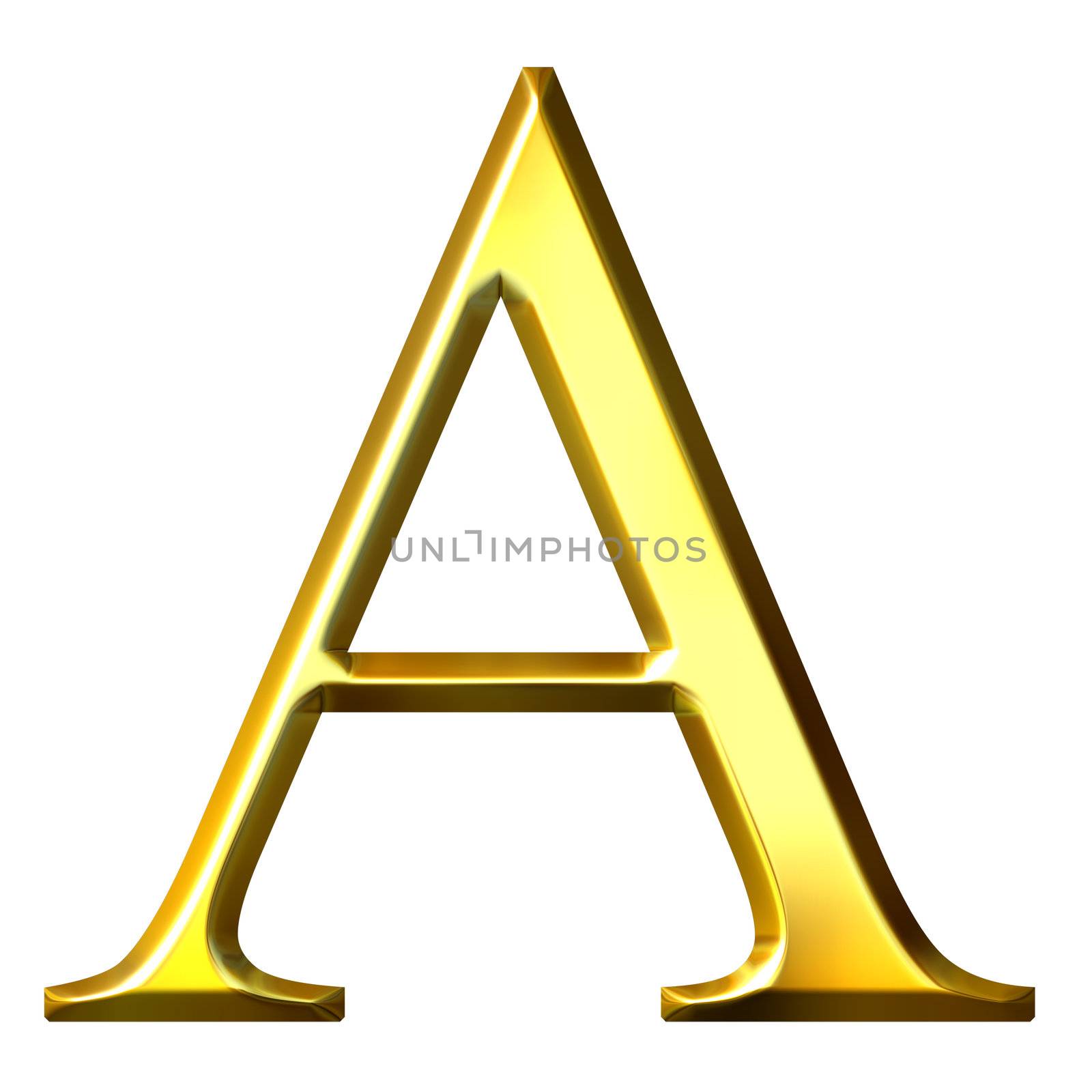 3D Golden Greek Letter Alpha by Georgios