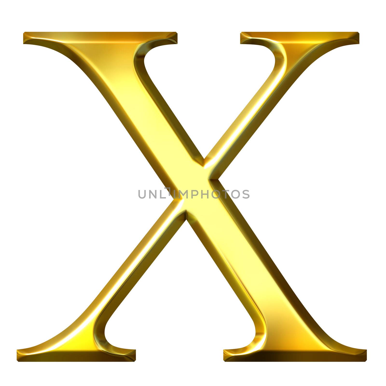 3D Golden Greek Letter Chi by Georgios