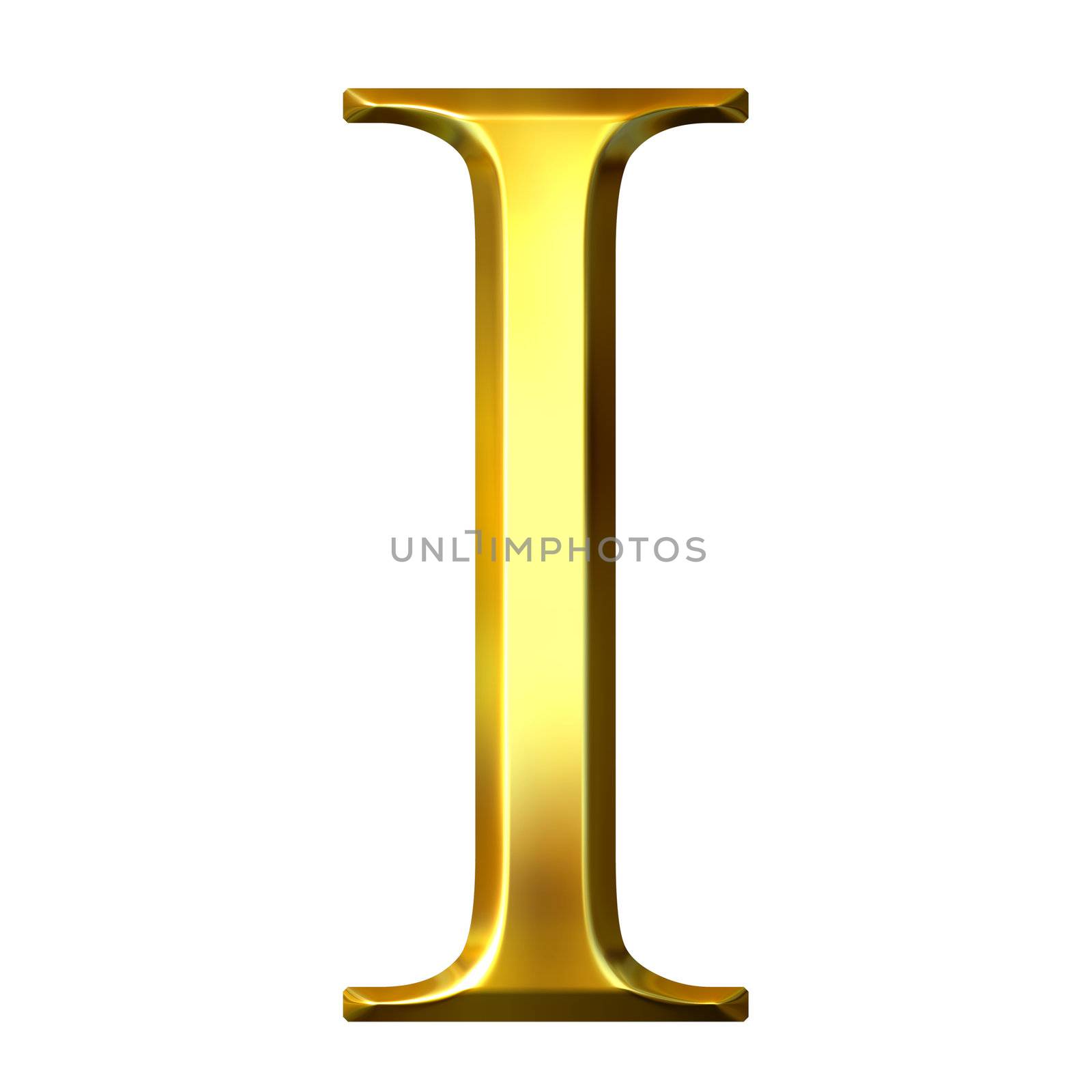 3D Golden Greek Letter Iota by Georgios