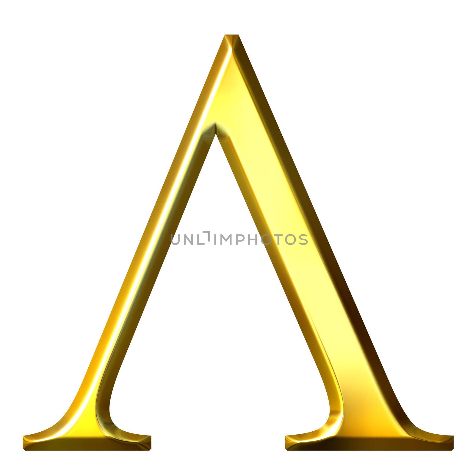 3D Golden Greek Letter Lambda by Georgios