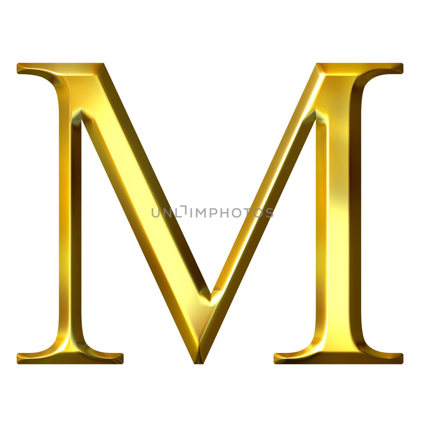 3D Golden Greek Letter My by Georgios