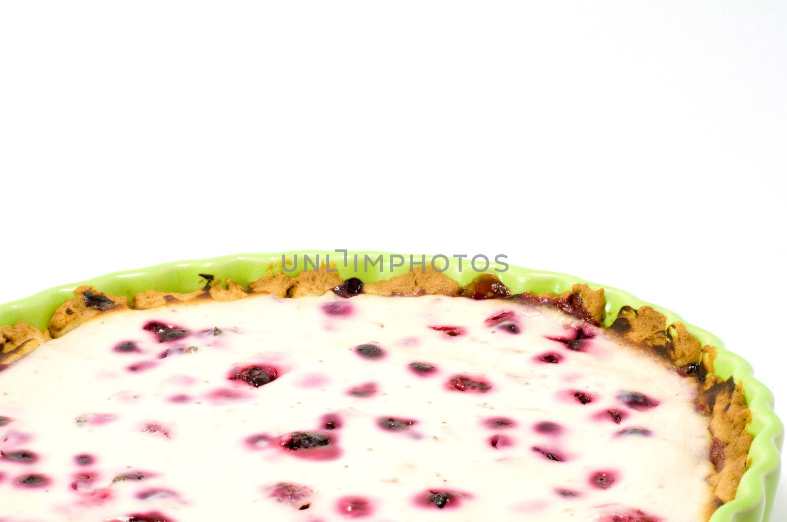 A shot of homemade berry cake, isolated