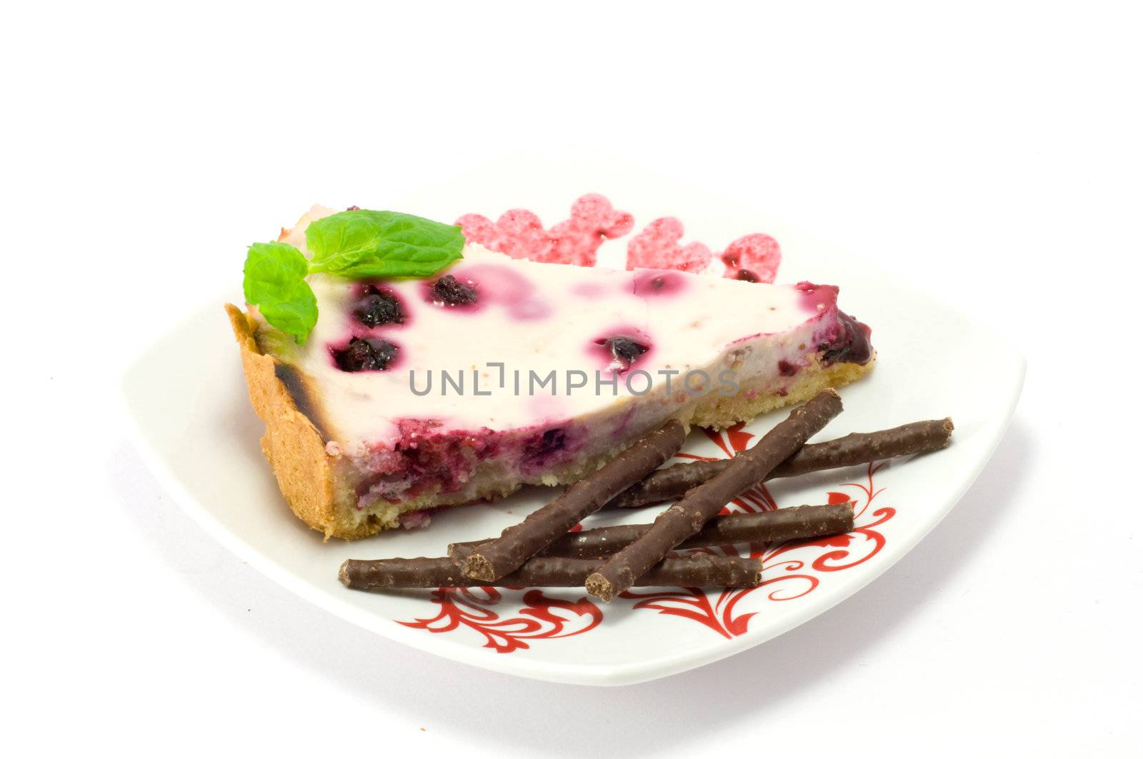 A peace of homemade berry pie, isolated on the white