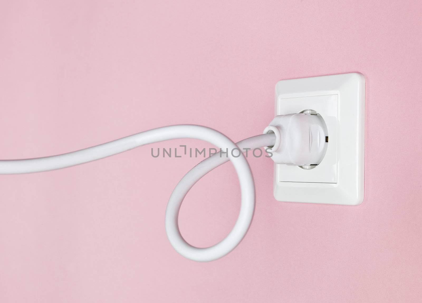 Electric Power Line on Pink Background