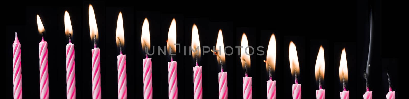 Time Lapse of a Birthday Candle on black background