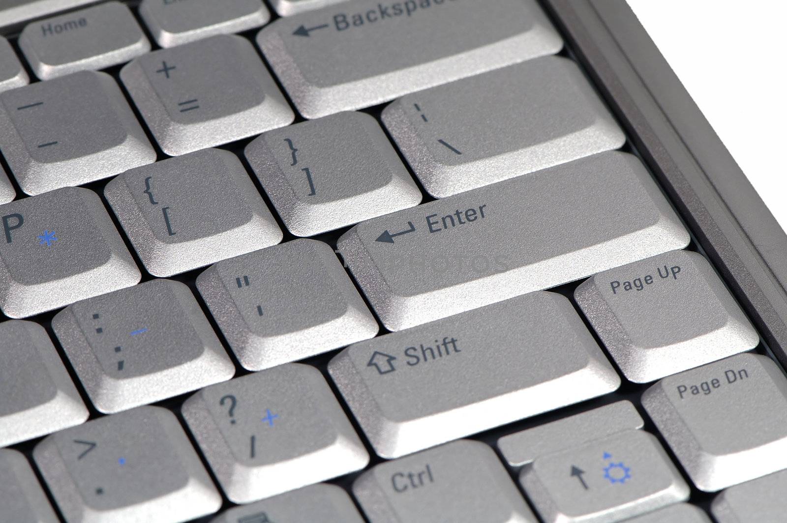 The close up of modern laptop computer's keyboard