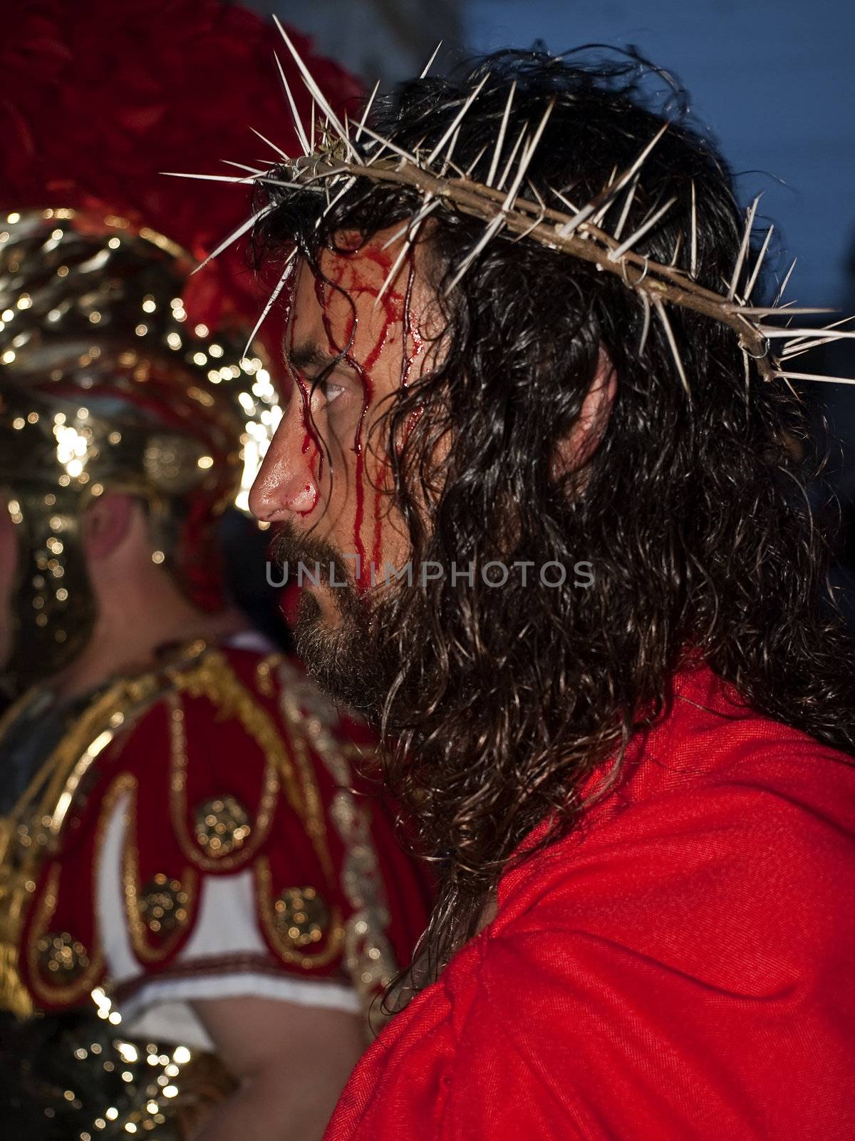 LUQA, MALTA - APR10 - Jesus Christ during the Good Friday procession in Malta on April 10, 2009