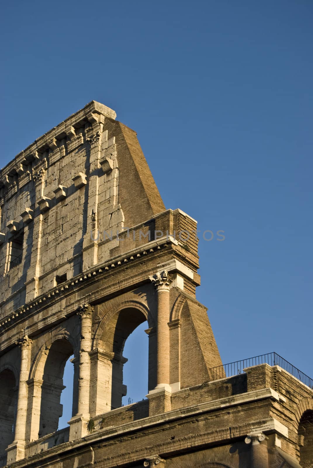 detail of the famous ancient amphitheater in Rome