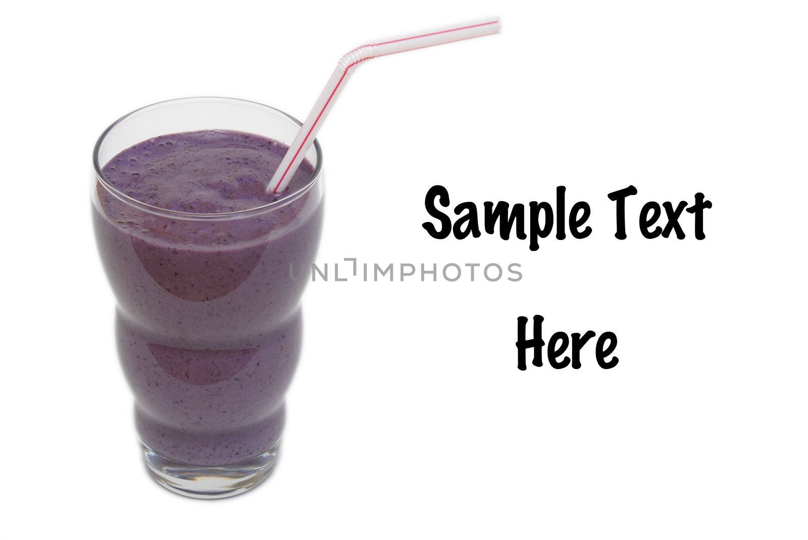 A blueberry and blackberry smoothie drink on white background.