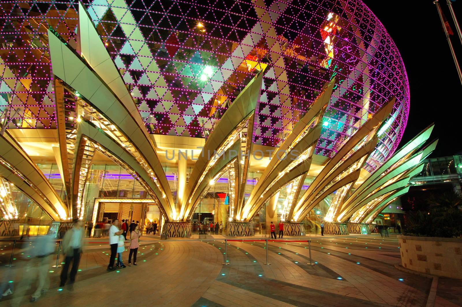 The facade of entrance of a new casino, Macau