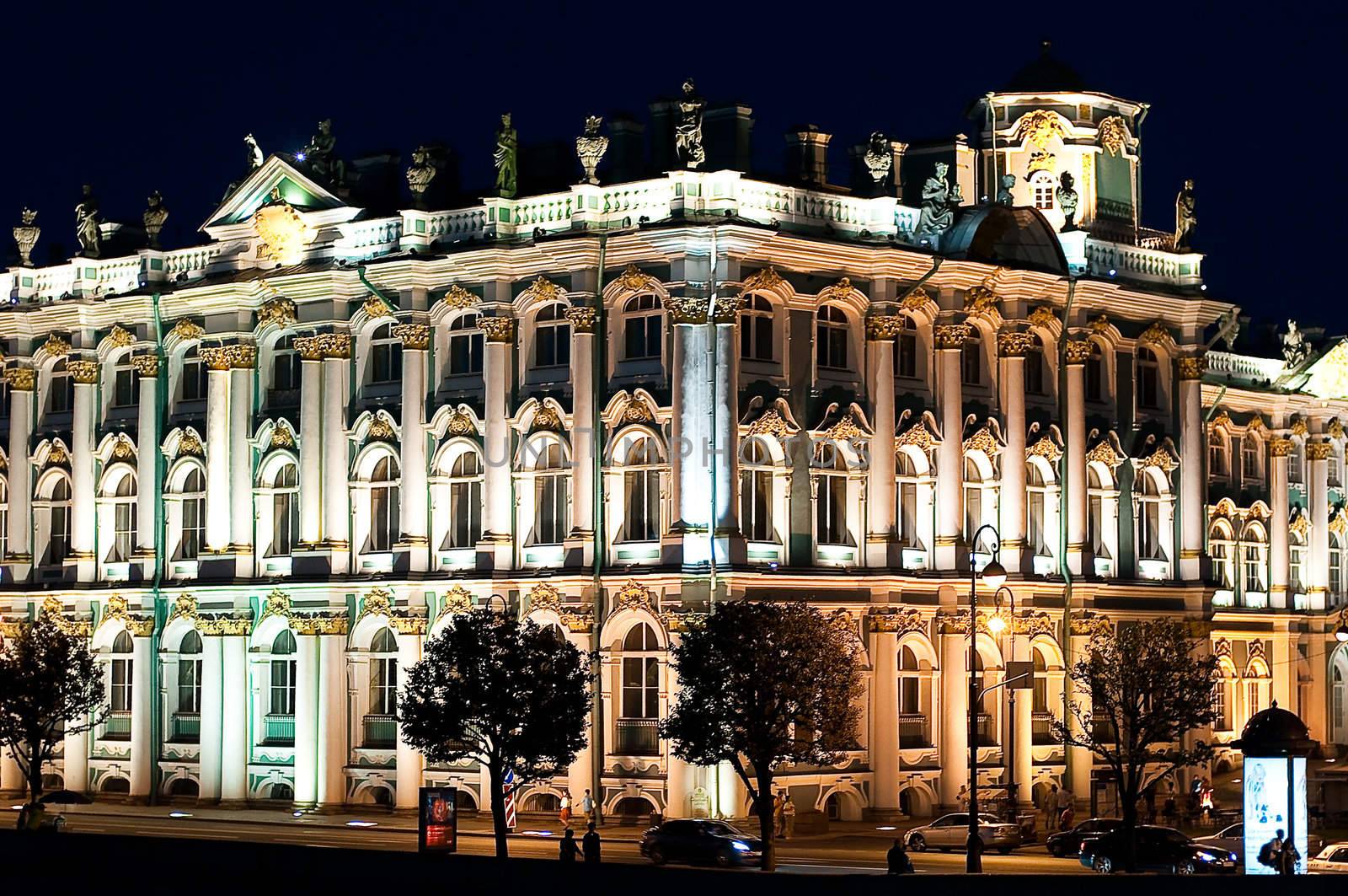 Night view of Hermitage , St.Petersburg
