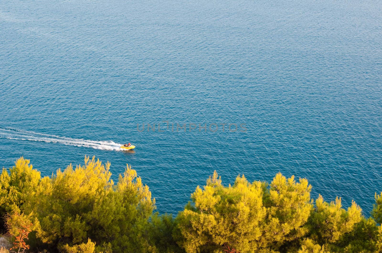 view form the top on boat track in Adriatic sea