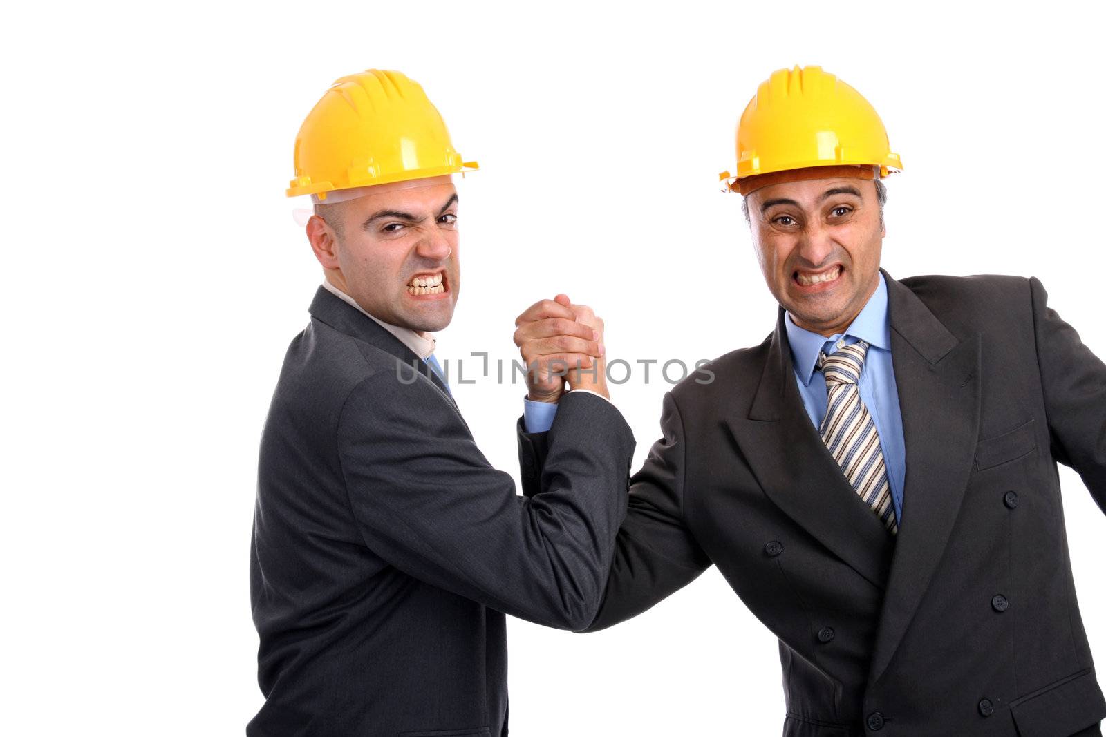 man with construction hat portrait on white background