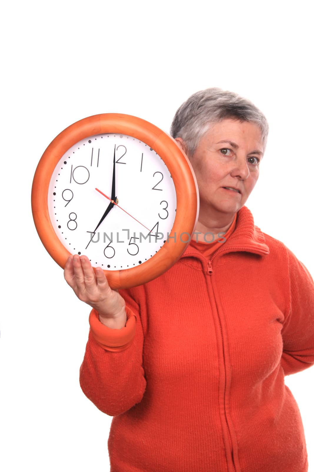 mature woman with clock by jpcasais