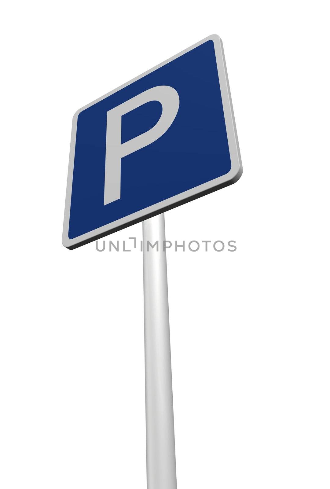 parking allowed - roadsign on white background - 3d illustration