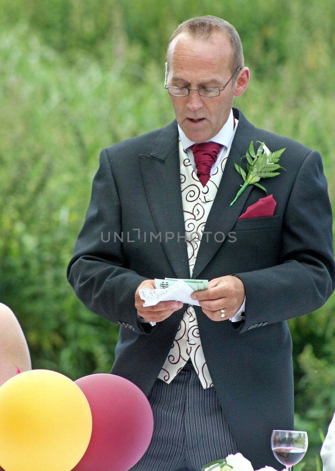 The Groom giving his speech after his Wedding