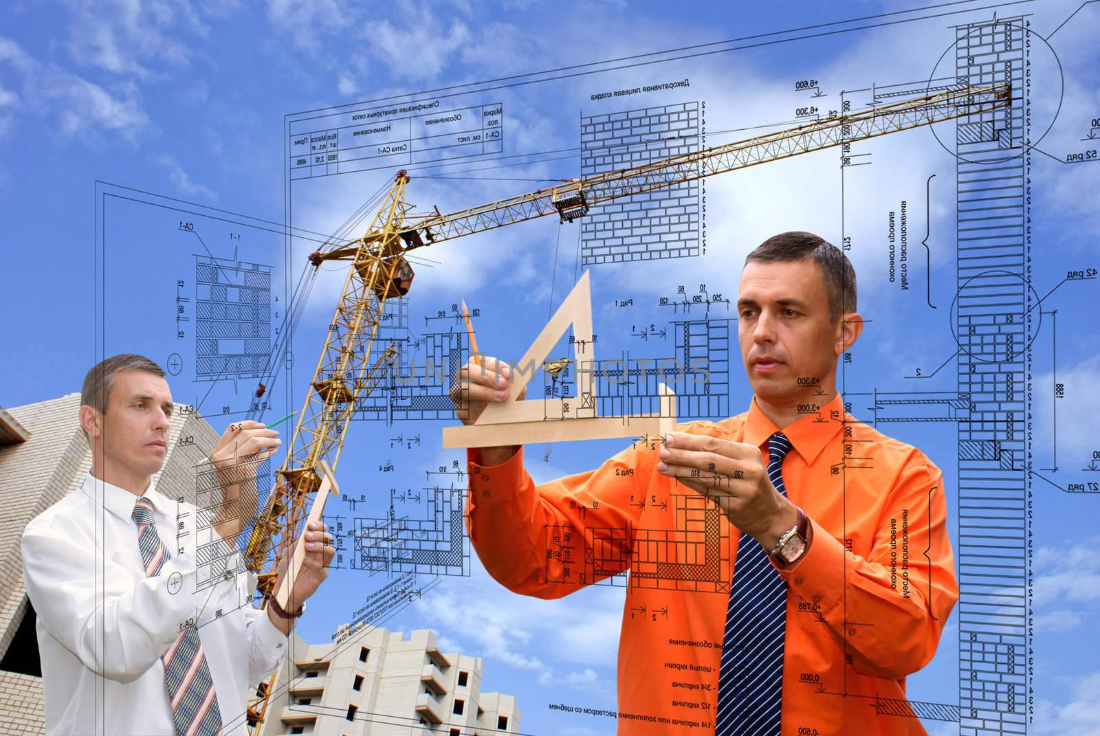 the collective of engineers-designers is carried out by construction plans 