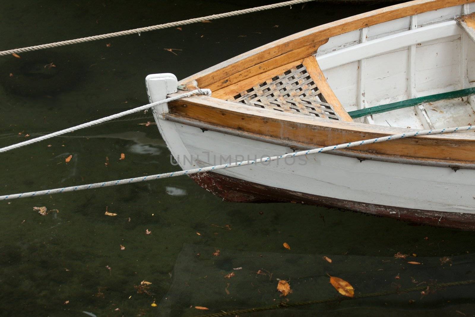 Detail of a small old boat in the dock