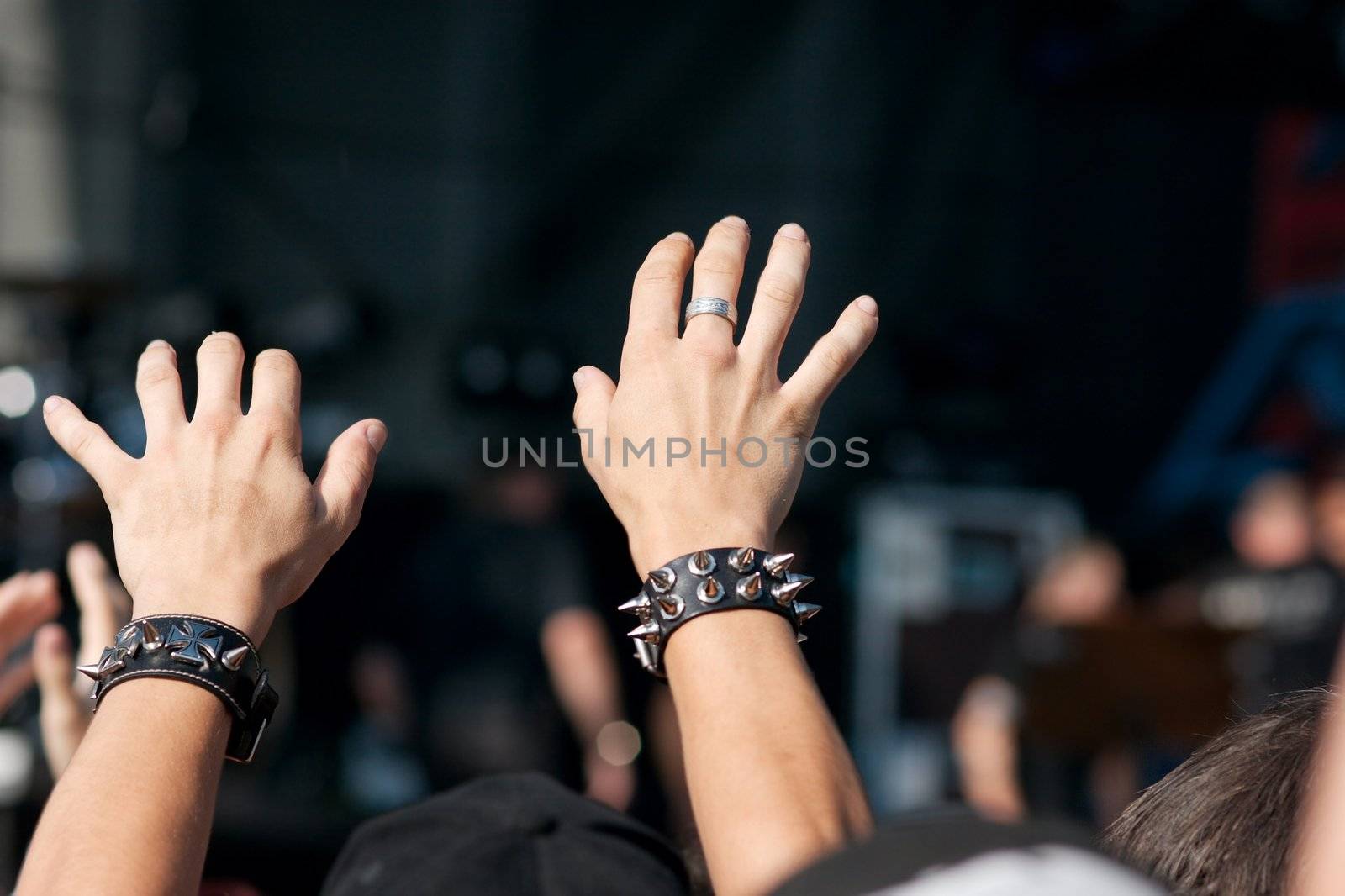 Hand over the crowd at an openair rock festival
