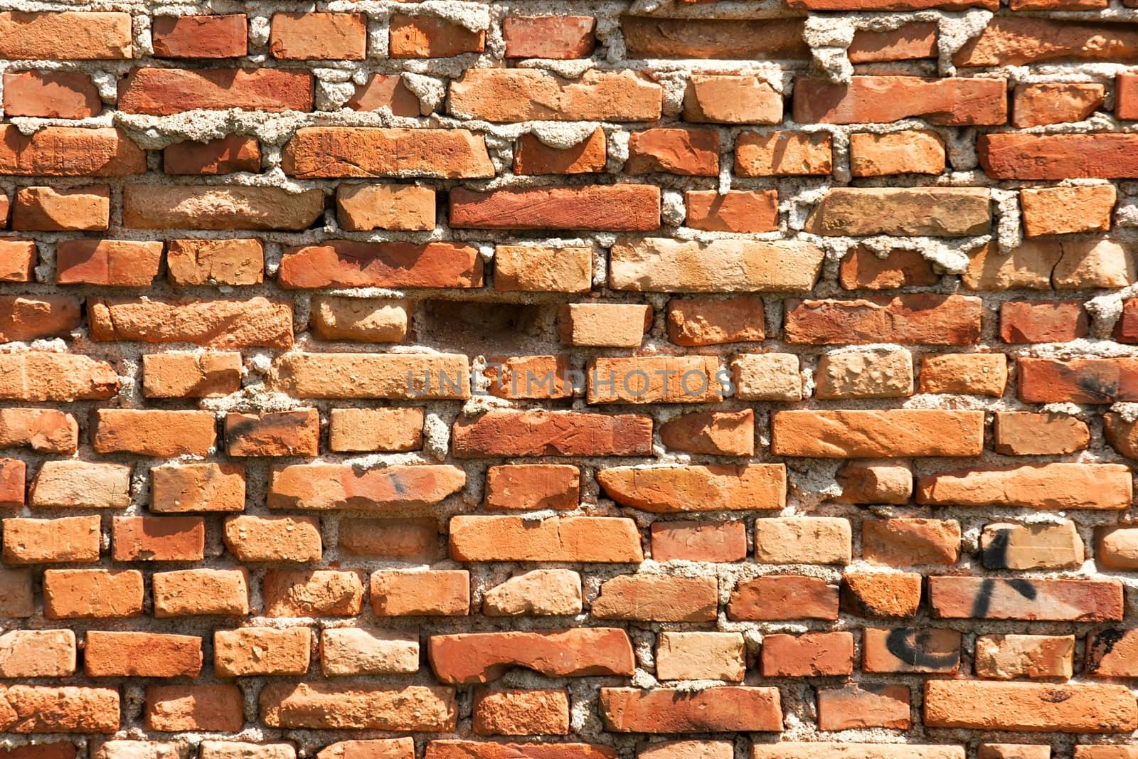 Brick wall with small red bricks