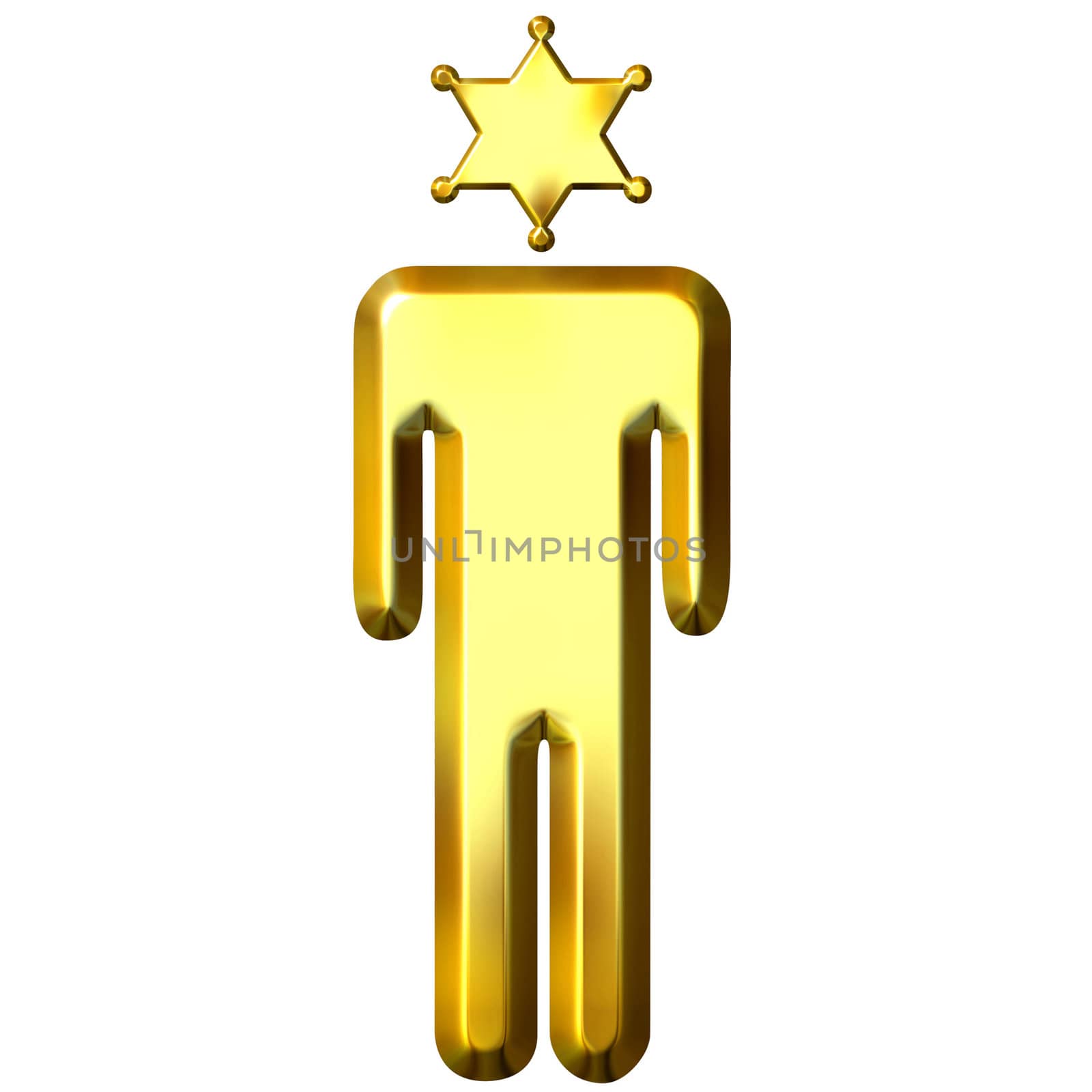 3d golden sheriff isolated in white