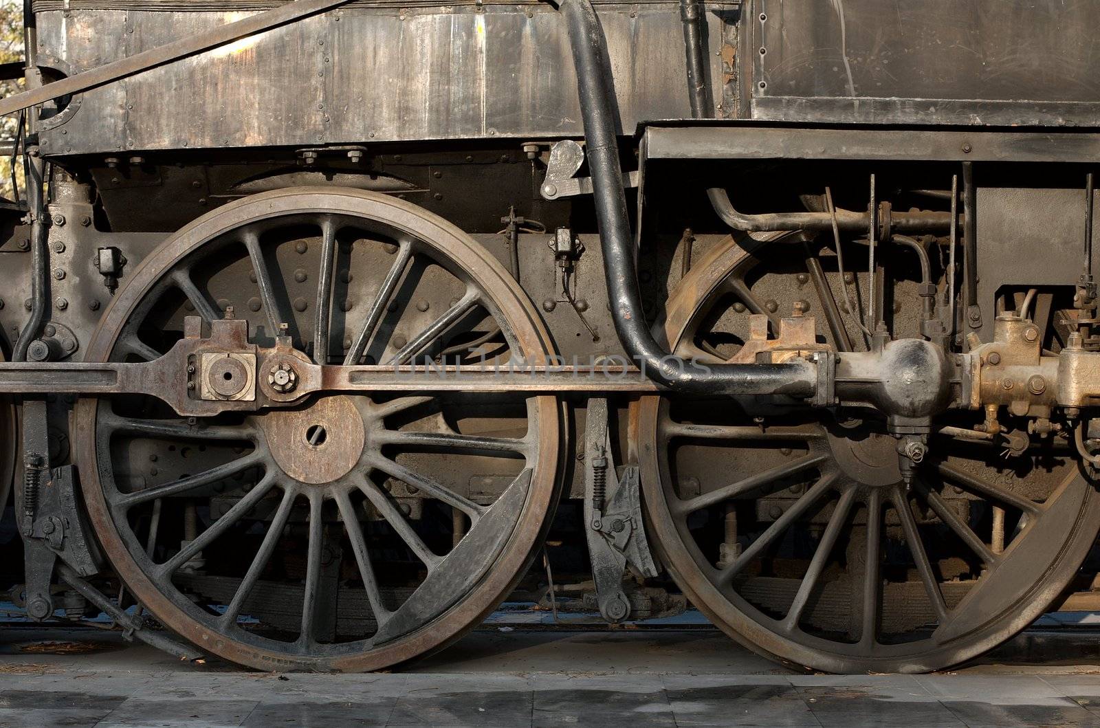 Detail of an old steam locomotive