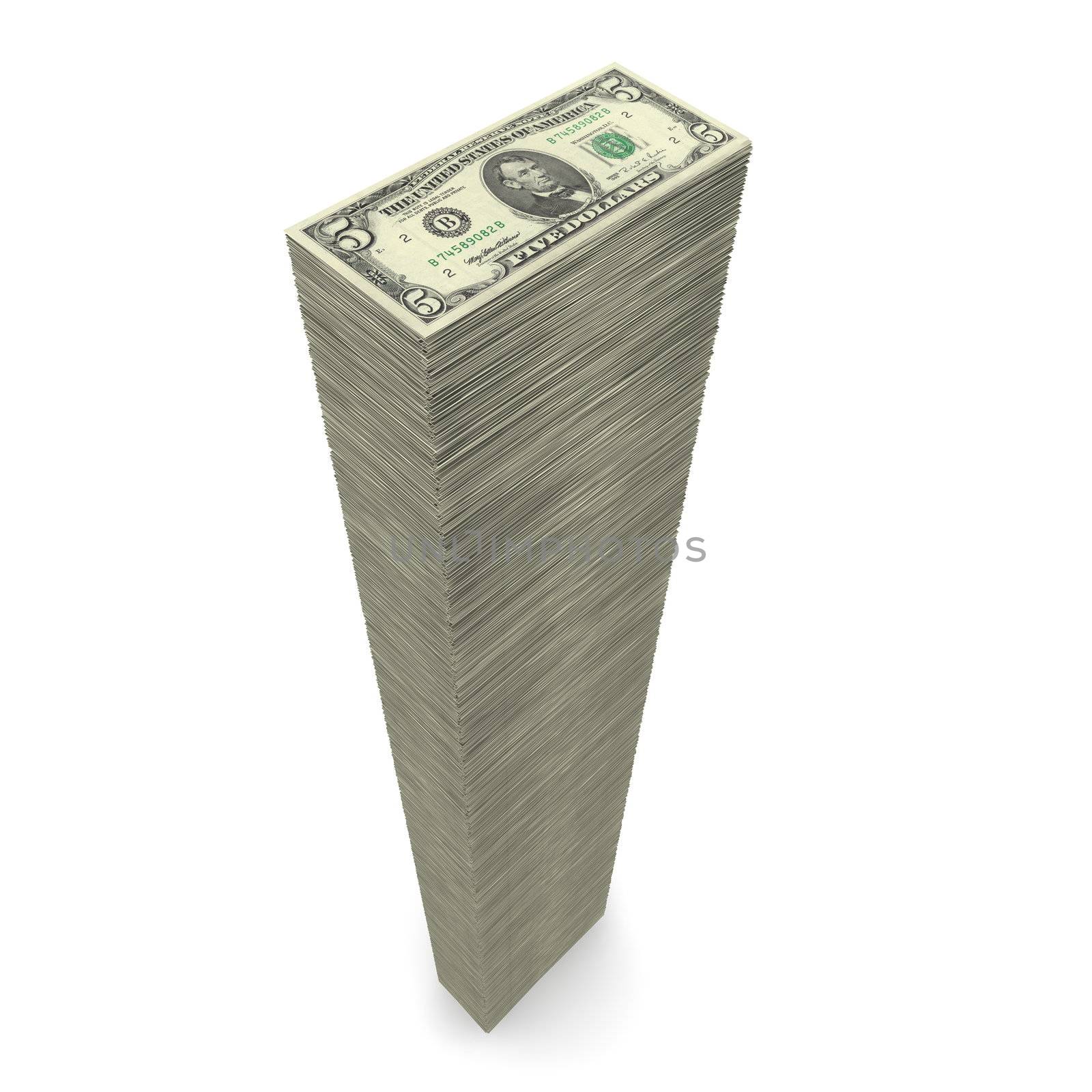 Big Pile of Money � 5 Dollar Notes by PixBox