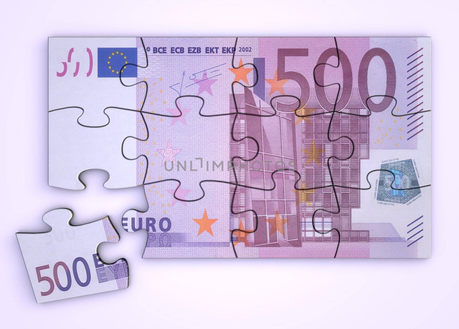 500 Euro Note Puzzle - Top View by PixBox