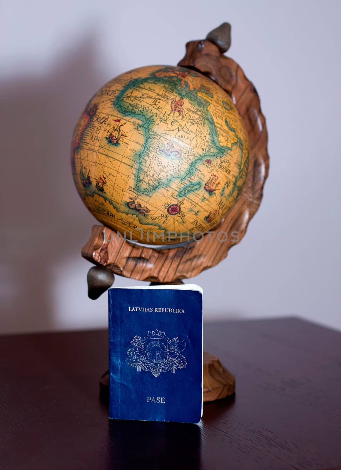 The globe and the passport travel world
