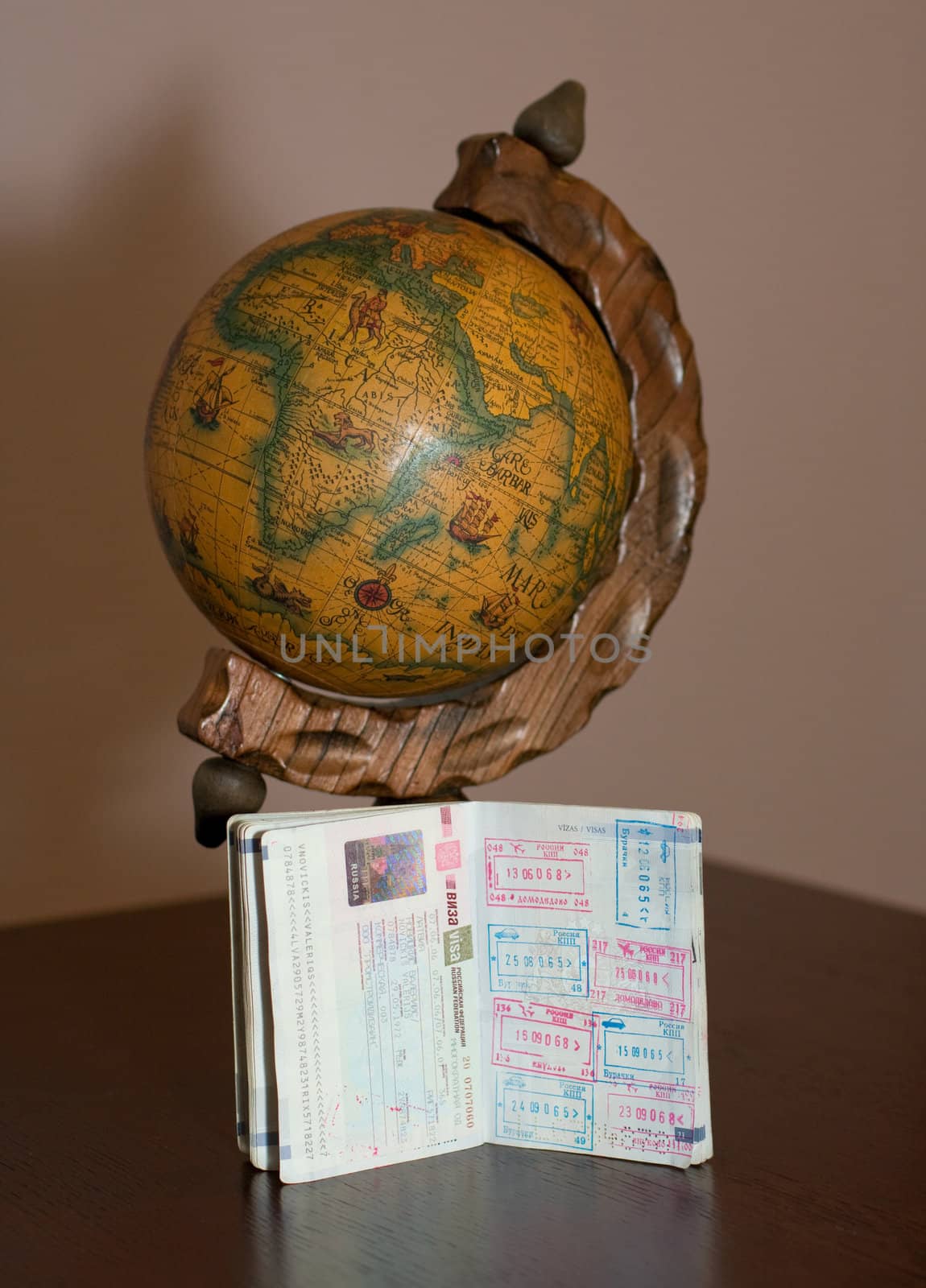 The globe and the passport travel world