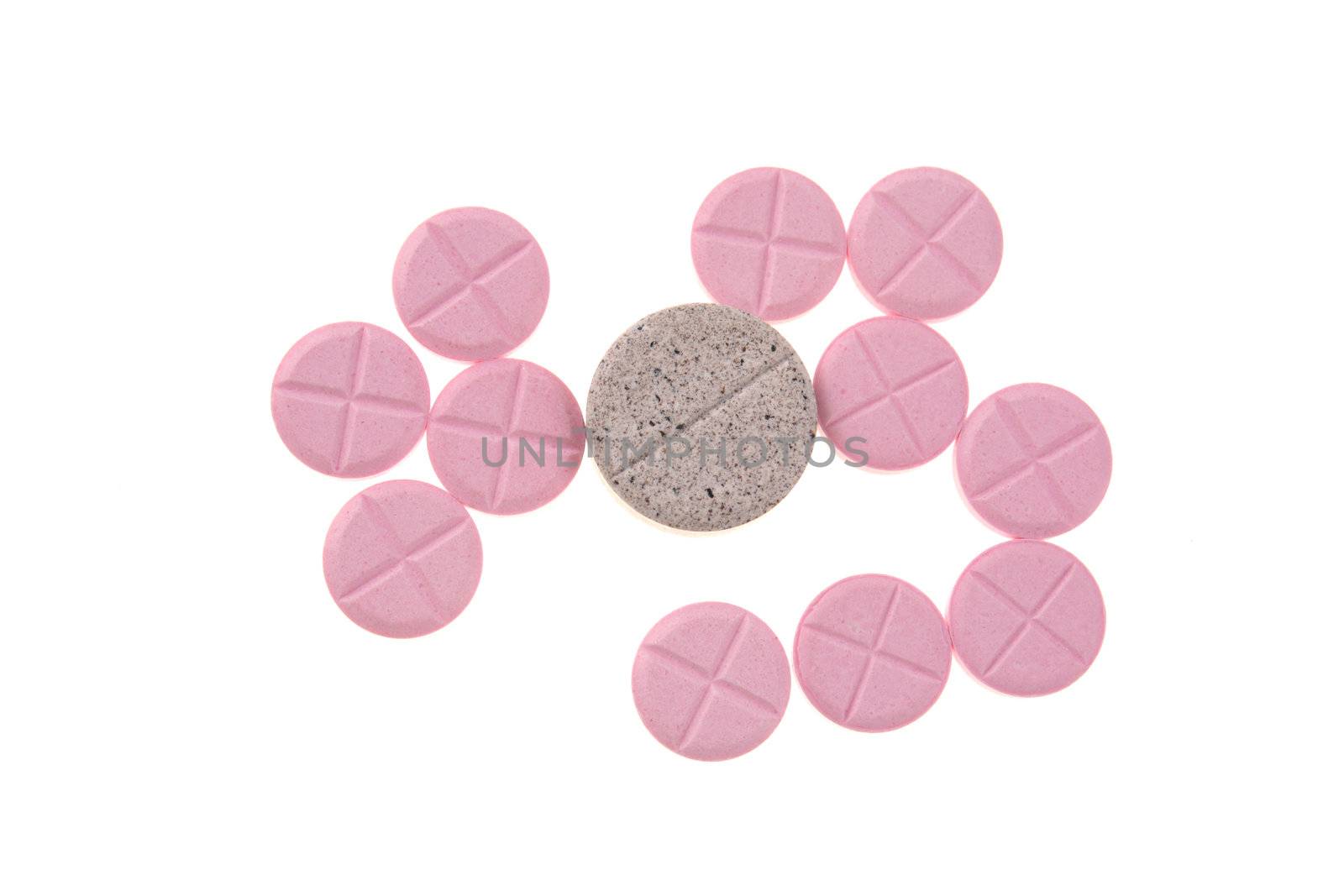 Close-up on pills against white background 