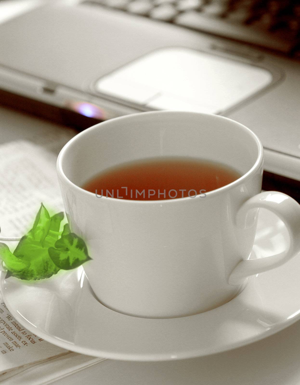 A cup of tea on the desk